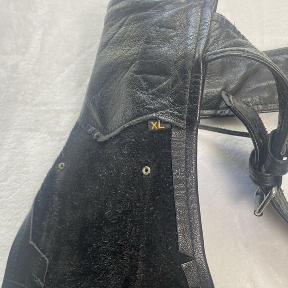 Vintage Barneys Leather Chaps Adult XL Black Leather Motorcycle Riding - Picture 15 of 15